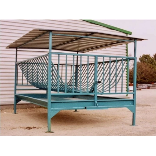 Râtelier bovins 2 bottes rondes avec auge